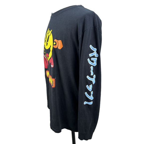 Pac-Man T-Shirt Mens M Vtg Video Game Arcade 70s Black Long Sleeve 80s Bandai - Picture 6 of 15